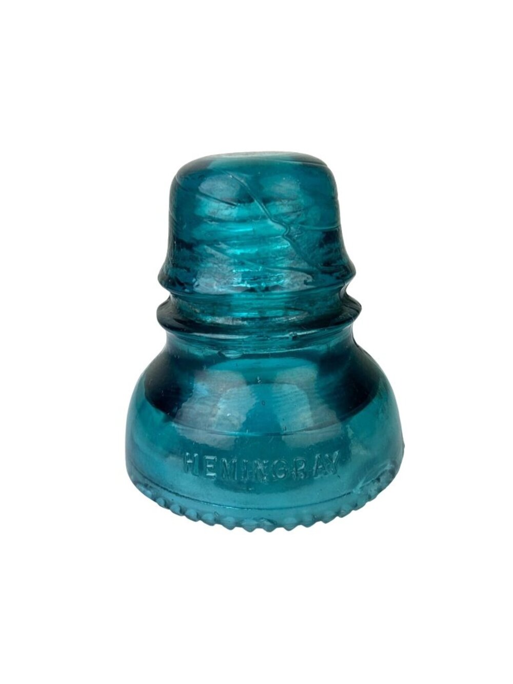 Antique Hemingray No. 40 Glass Insulator Cap Vintage Teal Aqua Telegraph READ